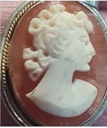 Antique Vintage 1840-s  Gilded Cameo Pendant on 18 inch Modern Chain. - £70.43 GBP