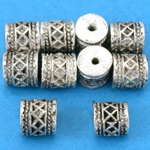 Bali Barrel Antique Silver Plated Beads 7mm 16 Grams 10Pcs Approx. - £5.54 GBP