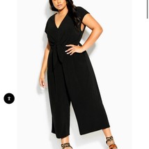 NWT City Chic Dash Front Tie Jumpsuit in black Size 18 - £54.62 GBP