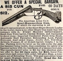 American Arms Semi Hammerless 1885 Advertisement Victorian Shotgun DWFF20 - $17.50