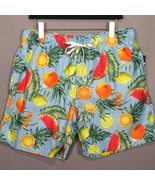 City Streets Men&#39;s Swim Shorts Tropical Fruits Print Aqua Blue Size Large - $18.00