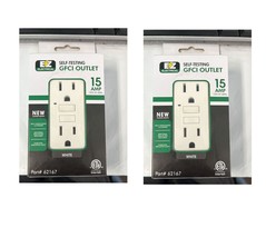 Ez-Electric 62167 Self Testing White CFCI Outlet 125V - Lot Of 2 - £17.52 GBP
