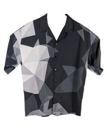 Fresh Hoods Button Up Shirt Mens Large Geometric Shapes Black White Small - $28.71