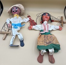 VINTAGE MEXICAN LOT OF 2  14” -15”HAND MADE MARIONETTE STRING PUPPETS *P... - $27.94
