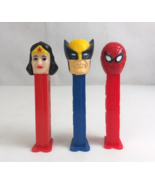 Lot of 3 Superhero Pez Dispensers Wonder Woman, Wolverine, &amp; Spider-Man (E) - $9.69