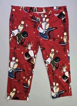LOUDMOUTH Size 12 Women's Pants Capris Red With Bowling Design 36x22 - $32.31