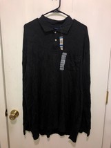 NWT John Ashford Mens SZ XL Cotton Black Long Sleeve Polo Shirt NEW - £13.44 GBP
