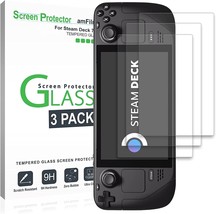 (3-Pack) amFilm for Steam Deck (7") 2021 & 2022 Tempered Glass Screen Protector - £17.55 GBP