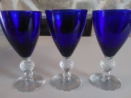 Morgantown Ritz Blue Footed Golf Ball Goblets 3 pc.  - $50.00