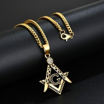 Scottish Rite Masonic Necklace Pendant Stainless Gold Plated Freemason Lodge Men - £18.38 GBP+