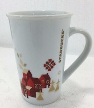 Starbucks Christmas Holiday 2013 Coffee Mug Cup Red Gold Village Houses ... - $20.09