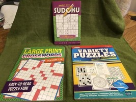 Set of 3 Large Print Crosswords, Sudoku, Variety Puzzles books NEW - £15.56 GBP