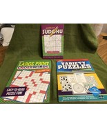 Set of 3 Large Print Crosswords, Sudoku, Variety Puzzles books NEW - £15.85 GBP