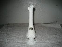 Fenton Vintage White Milk Glass Hobnail Stretch Pedestal Vase 9&quot; - £39.56 GBP