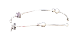 925 Sterling Silver Plated  2 Strand Stars &amp; Frosted Balls Bracelet - New - £10.35 GBP