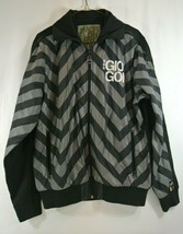 Gio Goi Track Jacket Chevron Striped Mens Grey Black Medium Zip Up MCR L... - $18.37