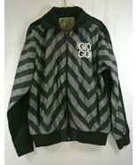 Gio Goi Track Jacket Chevron Striped Mens Grey Black Medium Zip Up MCR L... - £14.60 GBP