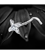 925 Sterling Silver Nose Stud Screw Pin Clear Crystal Four Leaves Design  - $164.59 MXN