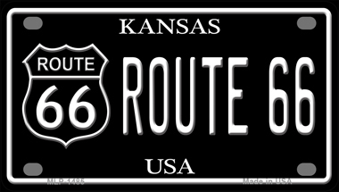 Primary image for Route 66 Kansas Black Novelty Mini Metal License Plate Tag