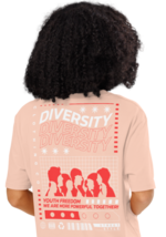 Unisex Organic Ribbed Neck T-Shirt – Diversity Back Print (Fraîche Pêche) - $1,046.81 MXN