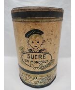 Antique 1940s/50s Sucre En Morceaux Empty Tin 4 1/4&quot; X 6 3/4&quot; - $817.23 MXN