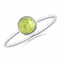 ANGARA 5mm Natural Peridot Stackable Ring in Sterling Silver for Women, Girls - £179.69 GBP