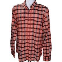 BOSS Hugo Boss Dress Shirt Men XL Red Plaid Long Sleeve Button Down Oran... - £22.87 GBP