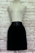 Lauren Ralph lauren Skirt 6 black Twill buckles Stretch Cotton Straight ... - $46.00