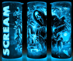 Glow in the Dark 90s Scream Ghostface Retro Look Horror Cup Tumbler 20oz - £17.77 GBP