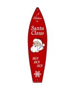 Santa Claus Novelty Mini Metal Surfboard Sign - £13.54 GBP