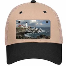 Maine Lighthouse Beach State Novelty Khaki Mesh License Plate Hat - £23.08 GBP