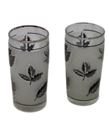 Libbey Juice Glass 2 Frosted Leaves Autumn Silver Vintage 1960s Mid Cent... - $13.81