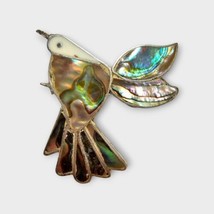 Alpaca Mexico Hummingbird Design Southwestern Onyx &amp; Abalone Inlay Brooch Pin - £19.77 GBP