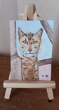 ACEO Original Orange Tabby Cat Painting Signed Collectible Miniature Art... - $202.24 MXN