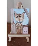 ACEO Original Orange Tabby Cat Painting Signed Collectible Miniature Art... - $201.84 MXN