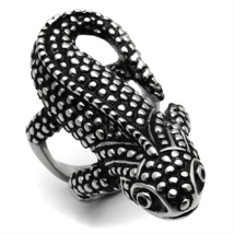 TK933 Stainless Steel Ring with Top Grade Crystal Jet Stone 9mm - $25.99
