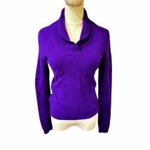 100% Cashmere Sweater Size Medium Purple Shawl Collar Pullover Soft Knit Prive - £20.65 GBP