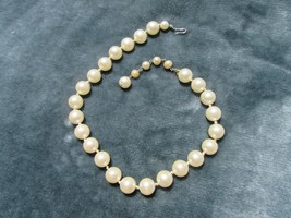 Vintage Costume Jewelry, Single Strand Faux Pearl Necklace, Choker NK215 - £10.05 GBP
