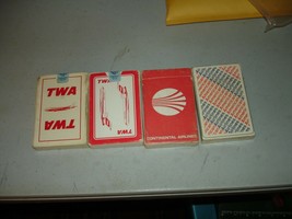 Lot of 4 Vintage Airlines Playing Cards -  1970&#39;s, 2 TWA, Continental,  American - £9.33 GBP