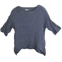 Simply Noelle Women Shirt Size S/M 8-10 Crinkle Blue 3/4 Sleeve Light Weight Top - £12.59 GBP