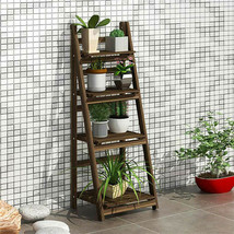 Heavy Duty 4-Tier Ladder Bookcase Storage Rack Corner Bookshelf Plant Stand Fold - £60.74 GBP
