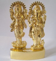 Laxmi Lakshmi Ganesh Ganesha Antique Gold Plated Metal Idol Energized - £11.27 GBP