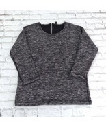 J Crew Jaspe Sweater Womens Medium Gray Black Space Dye 3/4 Sleeve Wool ... - £19.75 GBP