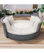 Patio 5-Piece Round Rattan Sectional Sofa Set All-Weather PE Wicker Sunb... - $1,716.25