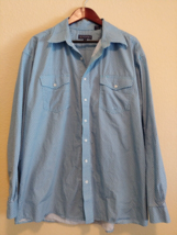 Men&#39;s Roper 2XL Blue Diamond Pattern Western Cowboy Shirt Long Sleeves - £19.06 GBP