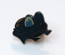 Vintage 1980s Frog Enamel Scatter Pin Dark Green Orange Spots One Eye Open - $9.00