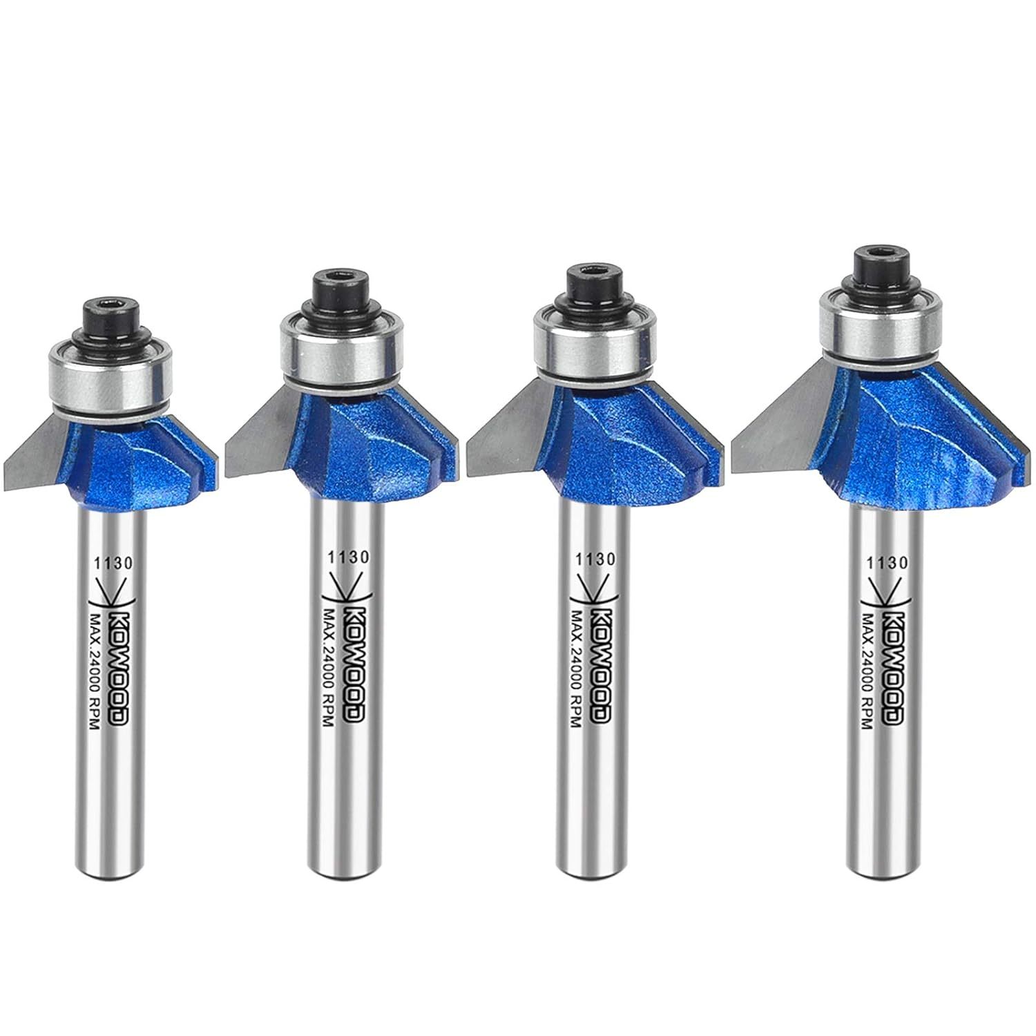 Kowood Plus 45 Degree Chamfer Router Bit Set, 1/4 Inch Shank, Cutting Di... - $39.94