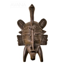 West African Vintage Tribal Ivory Coast Small Senufo Passport Mask with Scarific - £27.56 GBP