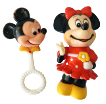 Vintage Walt Disney Minnie Mouse Coin Bank &amp; Mickey Mouse Rattle Old Toys - £10.06 GBP