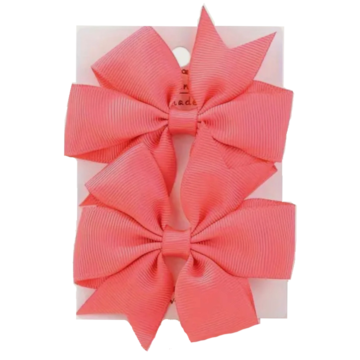 2 Piece Textured Ribbon Hair Bow Bowknot Alligator Clips Coral Color 3.1... - $10.00